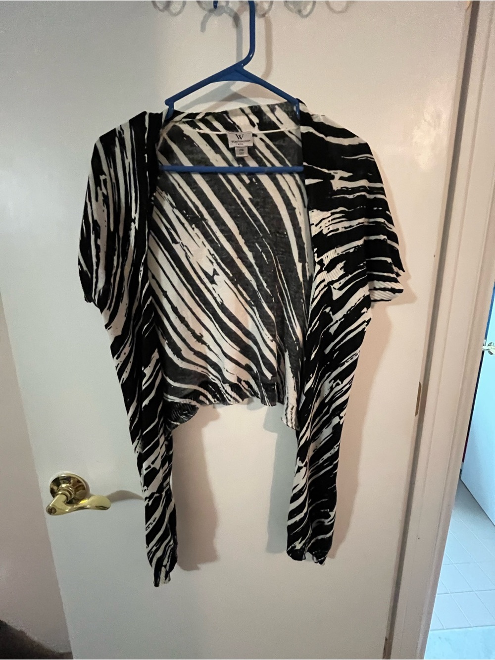 Worthington petite medium Black & White Striped Open Front Cardigan